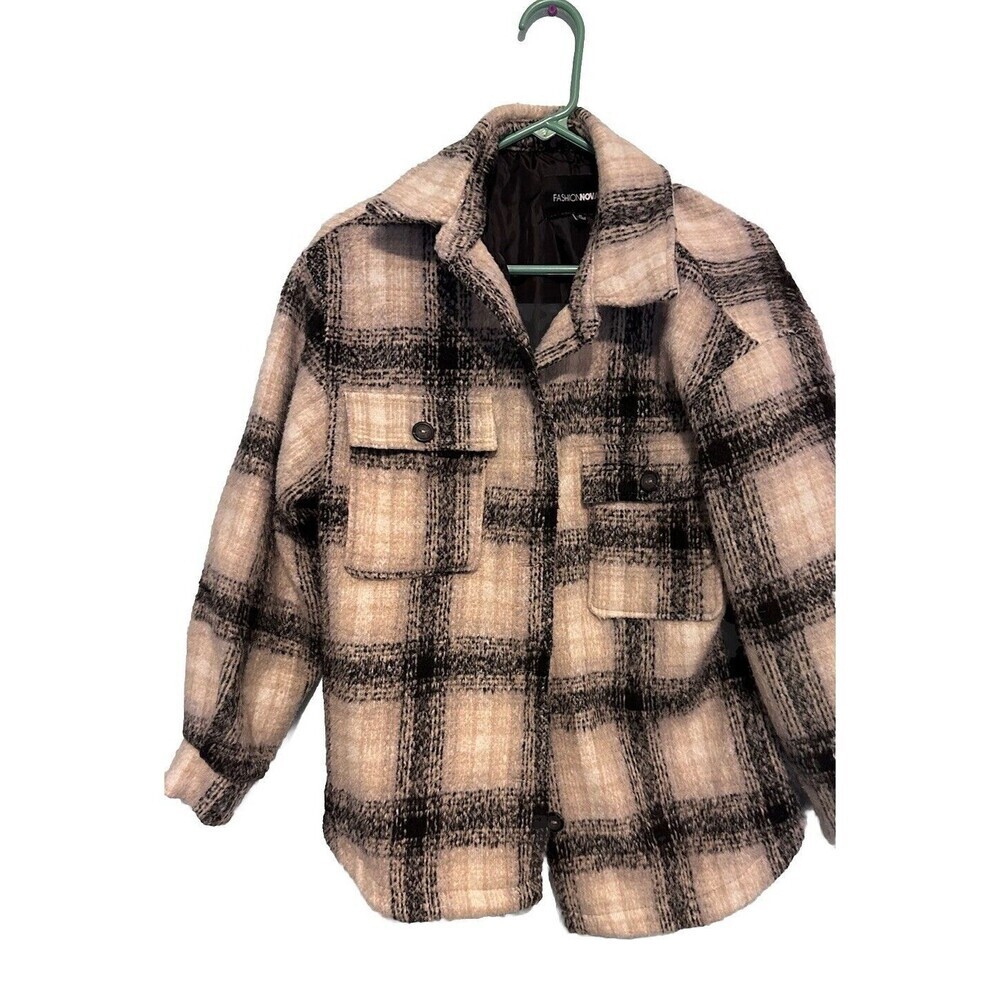 Fashion Nova Plaid Oversized Shaket Jacket Size Medium - Picture 2 of 4